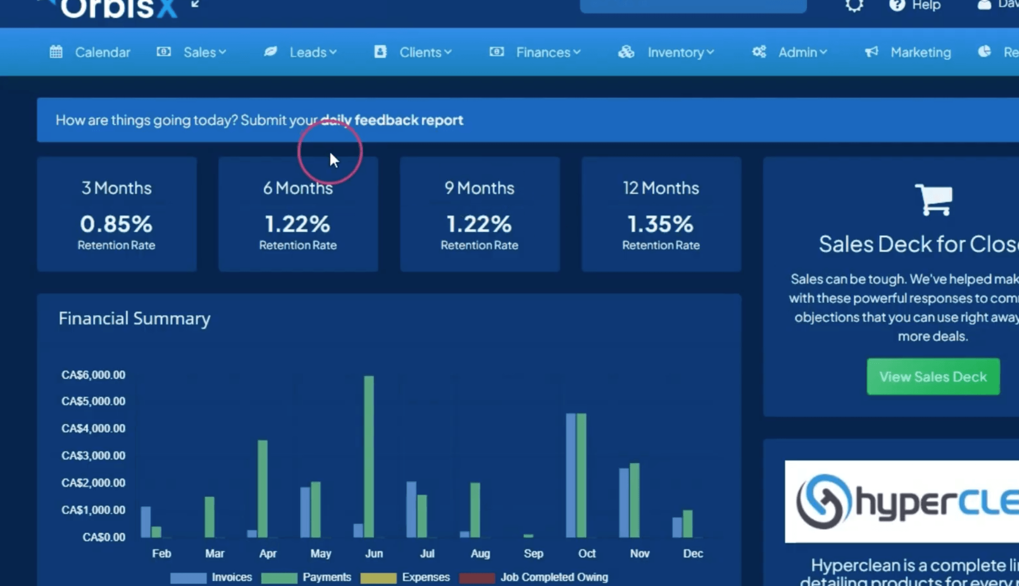 OrbisX all-in-one automotive CRM dashboard