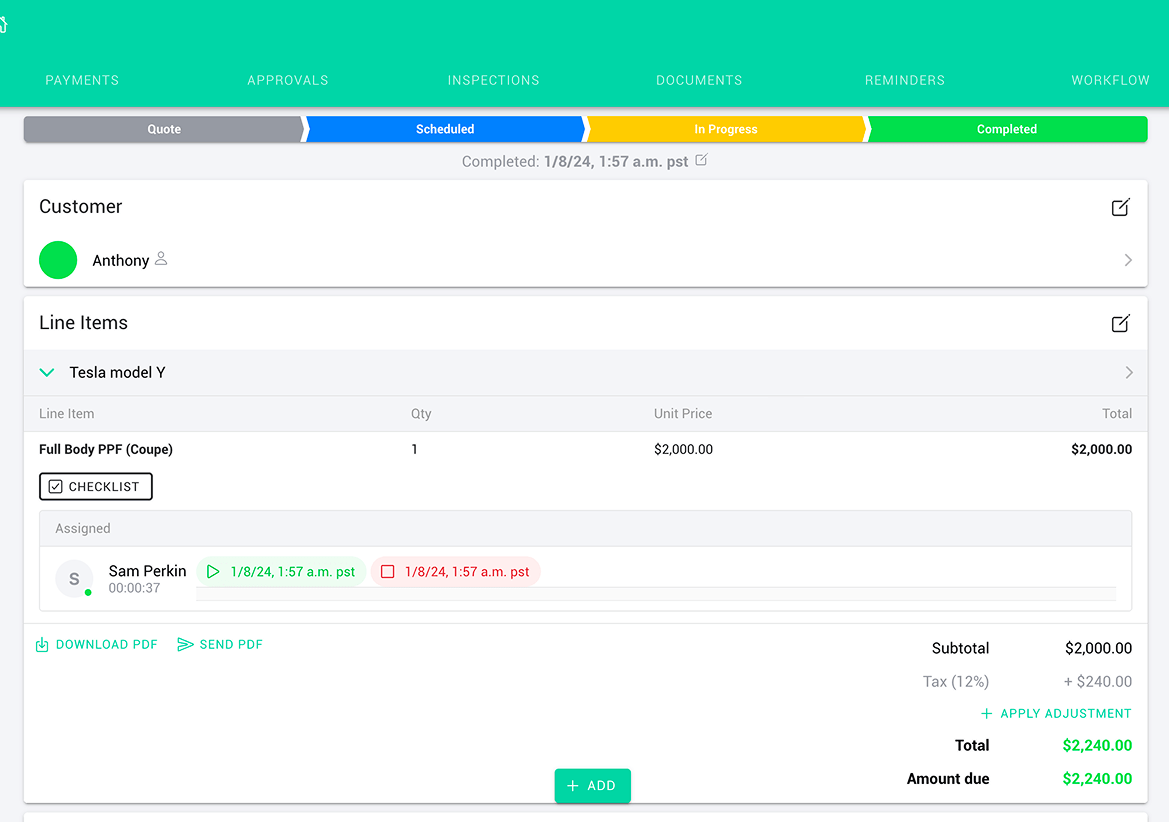 Urable booking and CRM dashboard for automotive services