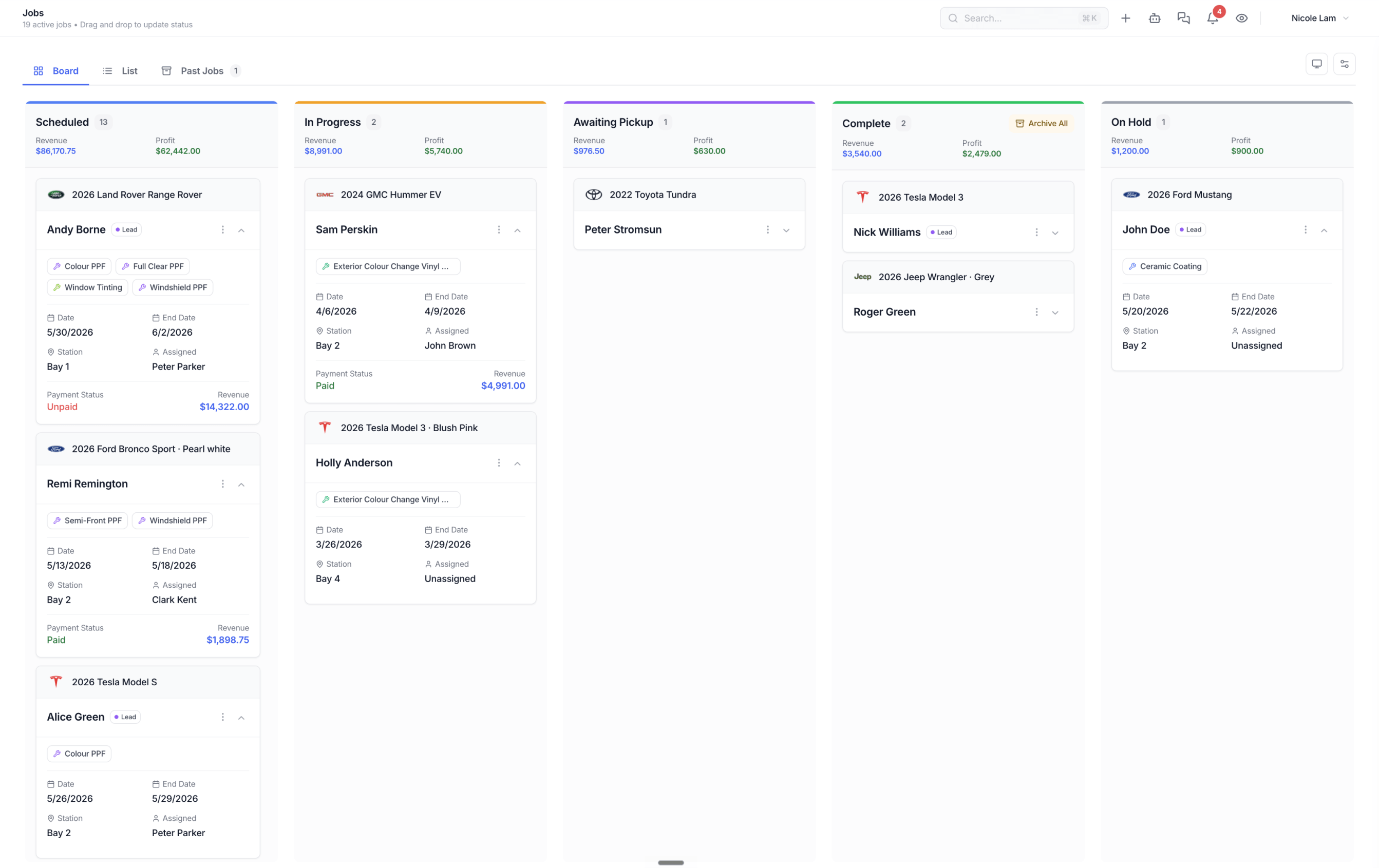 Wrapstart wrap shop CRM dashboard for vinyl wrap, PPF and tint jobs